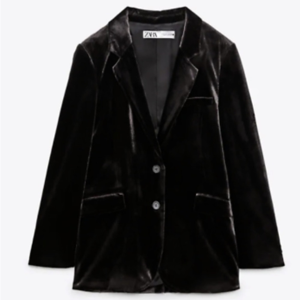 NWT Zara Silk Blend Velvet Blazer